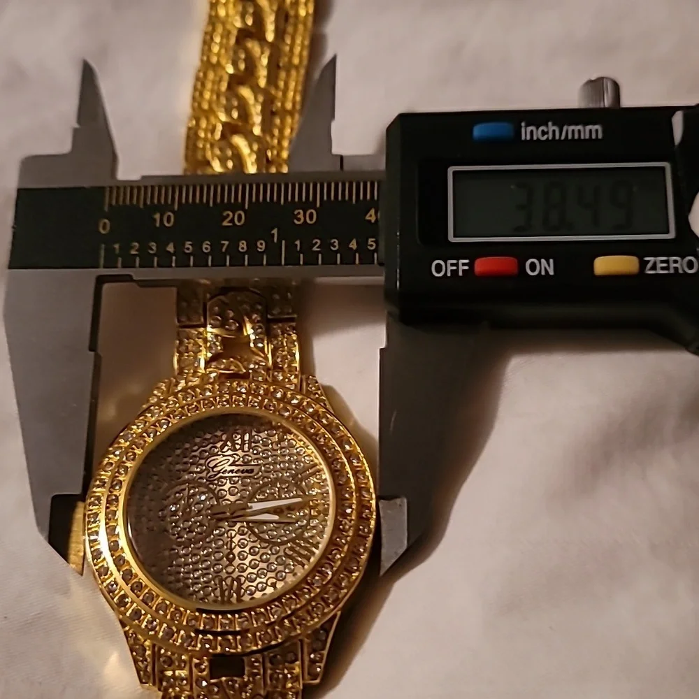 Crazy Iced-Out Bling Tastic Smothered In Diamonds Gold‎ Crystal Cover Mens Watch